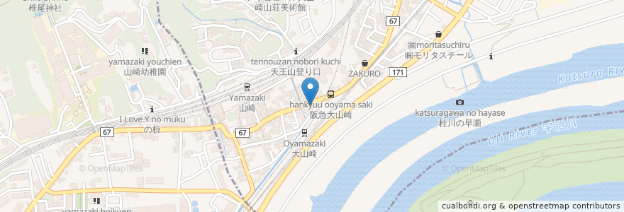 Mapa de ubicacion de hermit green cafe en Japão, 京都府, 乙訓郡, 大山崎町.