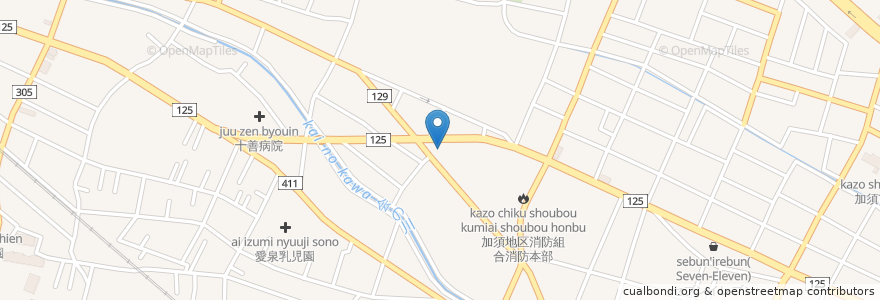 Mapa de ubicacion de 登治うどん en اليابان, 埼玉県, 加須市.