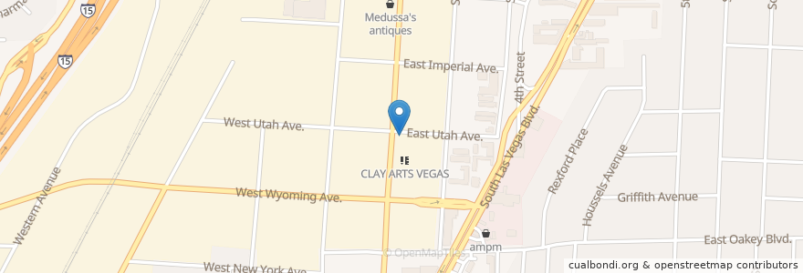 Mapa de ubicacion de Main & Utah Bike Share en États-Unis D'Amérique, Nevada, Clark County, Las Vegas.