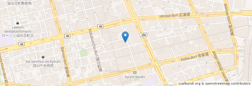 Mapa de ubicacion de ハムステッドティールーム en اليابان, 宮城県, 仙台市, 青葉区.