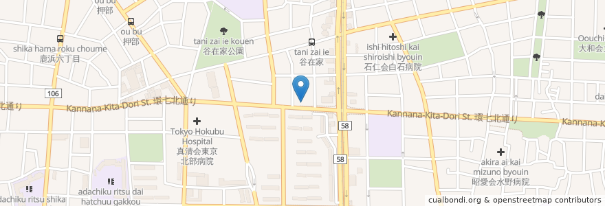 Mapa de ubicacion de みたけ食堂 en Japan, 東京都, 足立区.