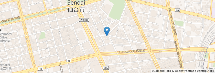 Mapa de ubicacion de 海鮮厨房かに政宗 本町店 en Japan, Präfektur Miyagi, 仙台市, 青葉区.