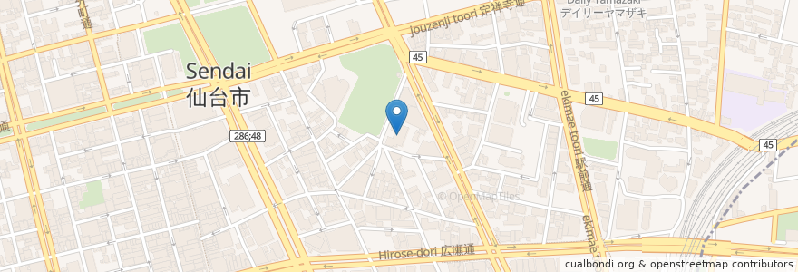 Mapa de ubicacion de 専門学校デジタルアーツ仙台 en Japonya, 宮城県, 仙台市, 青葉区.