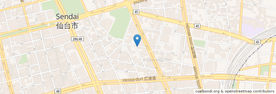 Mapa de ubicacion de おやじ飲み喰い処 en Japan, 宮城県, 仙台市, 青葉区.