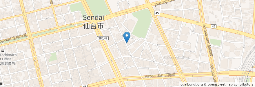 Mapa de ubicacion de コーヒーアキバ en ژاپن, 宮城県, 仙台市, 青葉区.