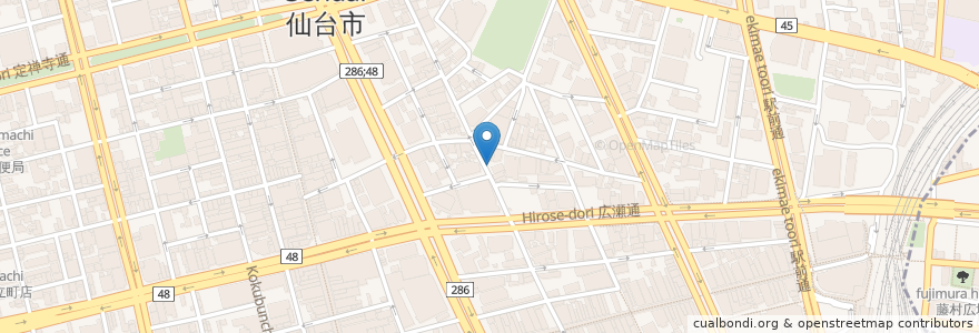 Mapa de ubicacion de Osteria Humming Bird en اليابان, 宮城県, 仙台市, 青葉区.