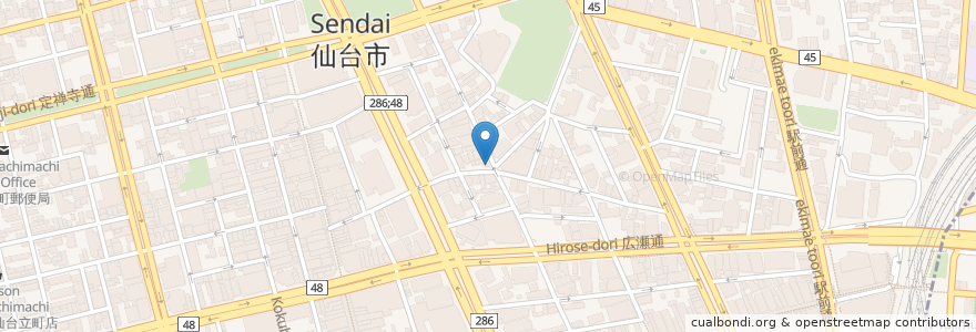 Mapa de ubicacion de ビストロボンテン 本町店 en 日本, 宫城县, 仙台市, 青葉区.