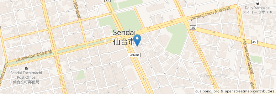 Mapa de ubicacion de エルセコ en 日本, 宫城县, 仙台市, 青葉区.