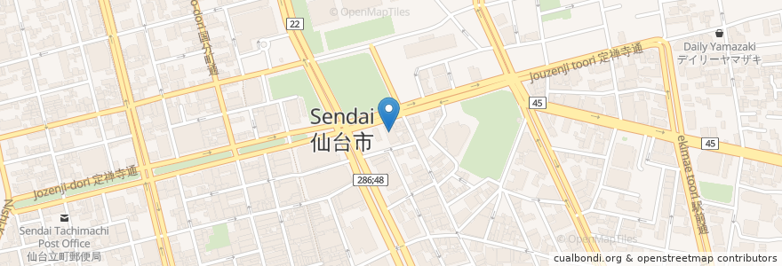 Mapa de ubicacion de 和食波奈 定禅寺通店 en Japão, 宮城県, 仙台市, 青葉区.