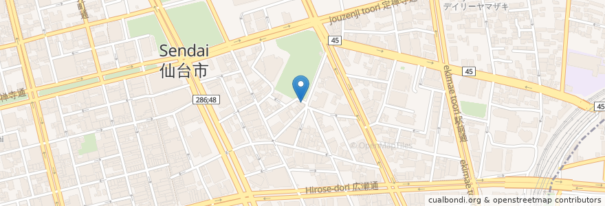 Mapa de ubicacion de ビストロタイ en Japón, Prefectura De Miyagi, 仙台市, 青葉区.