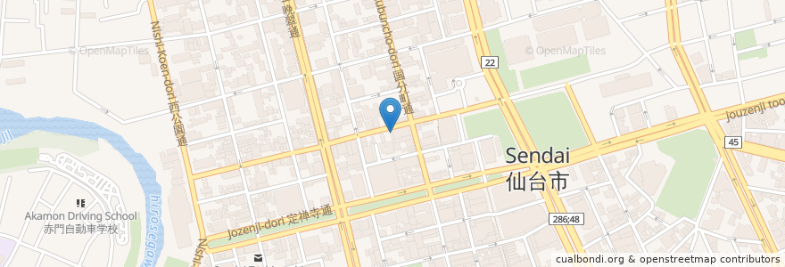 Mapa de ubicacion de Bar & Event Holl Tiki Poto en Japonya, 宮城県, 仙台市, 青葉区.