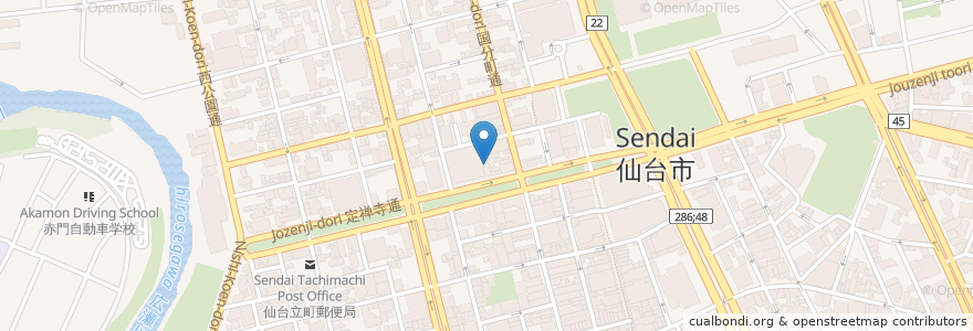 Mapa de ubicacion de 無垢とうや en Japon, Préfecture De Miyagi, 仙台市, 青葉区.