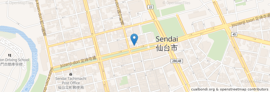 Mapa de ubicacion de カフェ・ド・ギャルソン en Япония, Мияги, 仙台市, 青葉区.
