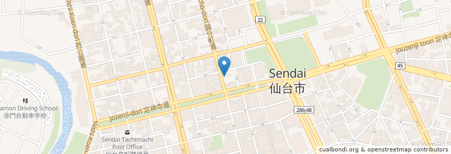 Mapa de ubicacion de おでんと炭火焼き 定禅寺さつまあげ en Japonya, 宮城県, 仙台市, 青葉区.