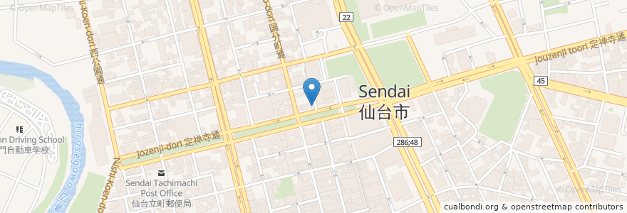 Mapa de ubicacion de カラ助 en Japonya, 宮城県, 仙台市, 青葉区.