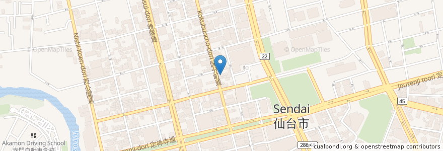 Mapa de ubicacion de 和牛マエストロさとう en 日本, 宮城県, 仙台市, 青葉区.