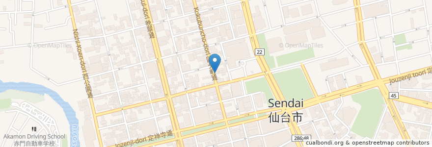 Mapa de ubicacion de 扇屋 仙台国分町店 en Japon, Préfecture De Miyagi, 仙台市, 青葉区.