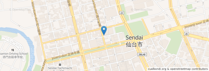 Mapa de ubicacion de 成龍萬寿山上海ラーメン 本店 en Japan, Präfektur Miyagi, 仙台市, 青葉区.