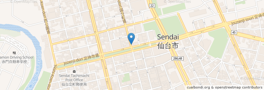 Mapa de ubicacion de カフェベローチェ 仙台定禅寺通店 en Japan, 宮城県, 仙台市, 青葉区.
