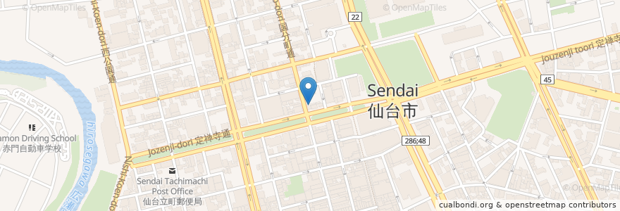 Mapa de ubicacion de 焼肉泰山 定禅寺通り店 en Japan, 宮城県, 仙台市, 青葉区.