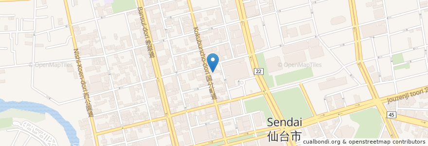 Mapa de ubicacion de Bar Frisco en اليابان, 宮城県, 仙台市, 青葉区.