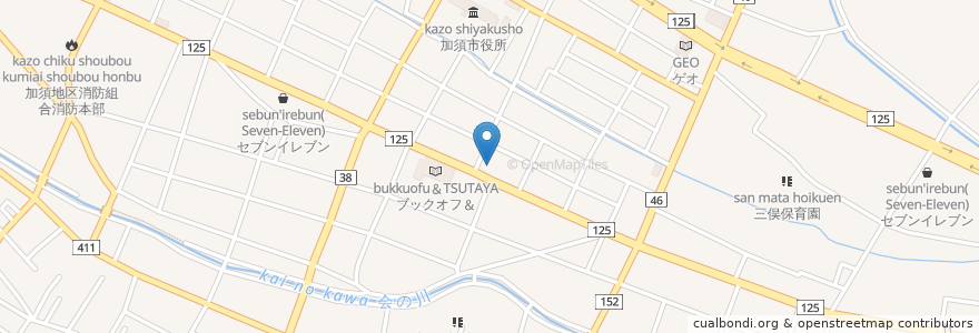 Mapa de ubicacion de 和食レストランとんでん en Japonya, 埼玉県, 加須市.
