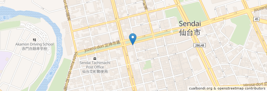 Mapa de ubicacion de あかね薬局 定禅寺通店 en Japonya, 宮城県, 仙台市, 青葉区.