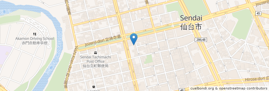 Mapa de ubicacion de かん・旬味酒好 en اليابان, 宮城県, 仙台市, 青葉区.