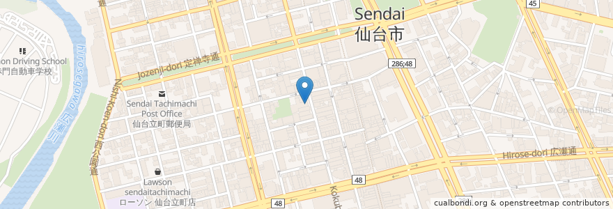 Mapa de ubicacion de Oriental Lounge Eve+ en Japan, 宮城県, 仙台市, 青葉区.