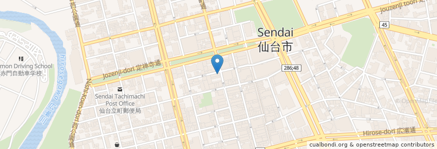 Mapa de ubicacion de かまど料理 銀兵衛 en اليابان, 宮城県, 仙台市, 青葉区.
