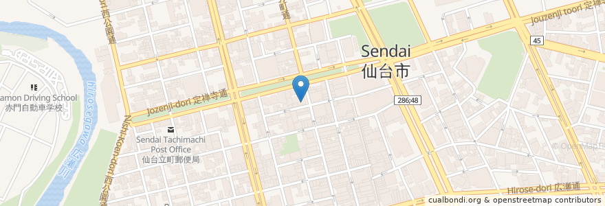 Mapa de ubicacion de 鮨 透青 en 일본, 미야기현, 仙台市, 青葉区.