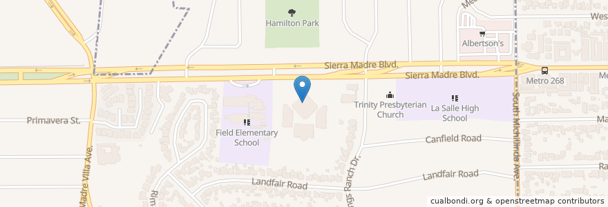 Mapa de ubicacion de Sunrise Preschool en 美利坚合众国/美利堅合眾國, 加利福尼亚州/加利福尼亞州, 洛杉矶县, Pasadena.