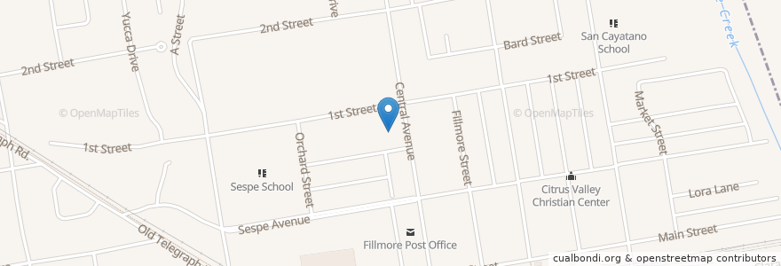 Mapa de ubicacion de Fillmore Christian Academy en Vereinigte Staaten Von Amerika, Kalifornien, Ventura County, Fillmore.