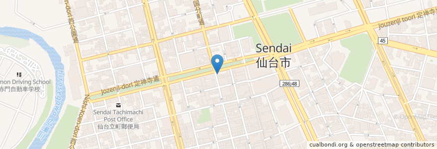 Mapa de ubicacion de 元祖どないや 仙台国分町店 en Japon, Préfecture De Miyagi, 仙台市, 青葉区.