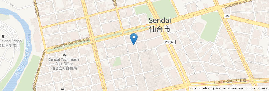 Mapa de ubicacion de 旨味 太助 en Japonya, 宮城県, 仙台市, 青葉区.