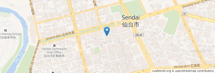 Mapa de ubicacion de 支那そば家 en 日本, 宫城县, 仙台市, 青葉区.