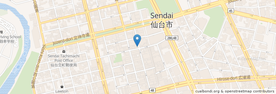 Mapa de ubicacion de ホルモン食堂食樂 仙台国分町店 en ژاپن, 宮城県, 仙台市, 青葉区.