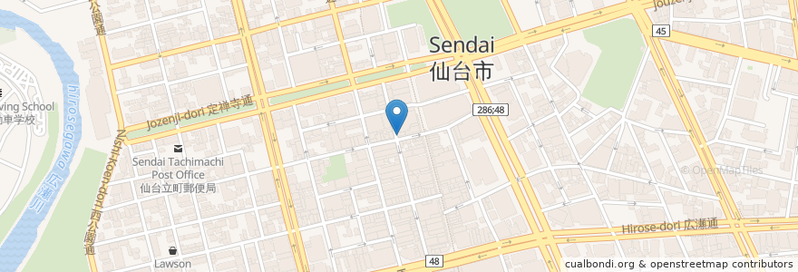 Mapa de ubicacion de 仙台みそ料理 古々がみそ en Japón, Prefectura De Miyagi, 仙台市, 青葉区.