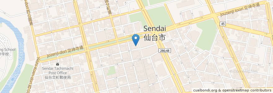 Mapa de ubicacion de 七十七銀行 一番町支店 en Japan, 宮城県, 仙台市, 青葉区.