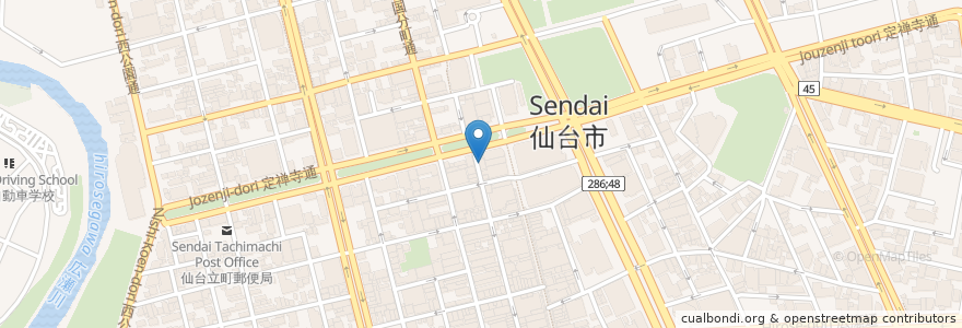 Mapa de ubicacion de おでん三吉 en Japão, 宮城県, 仙台市, 青葉区.