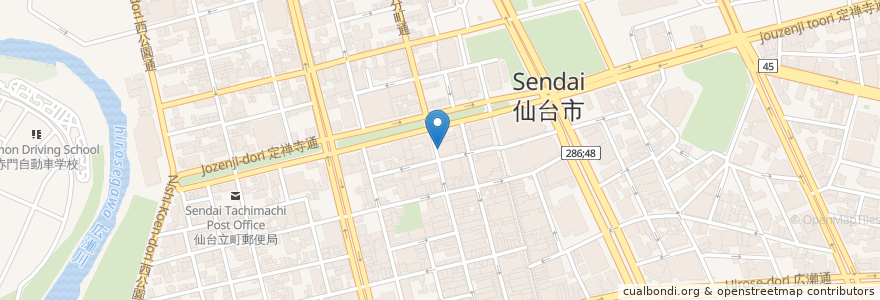 Mapa de ubicacion de 居酒屋 金市朗 en Giappone, 宮城県, 仙台市, 青葉区.