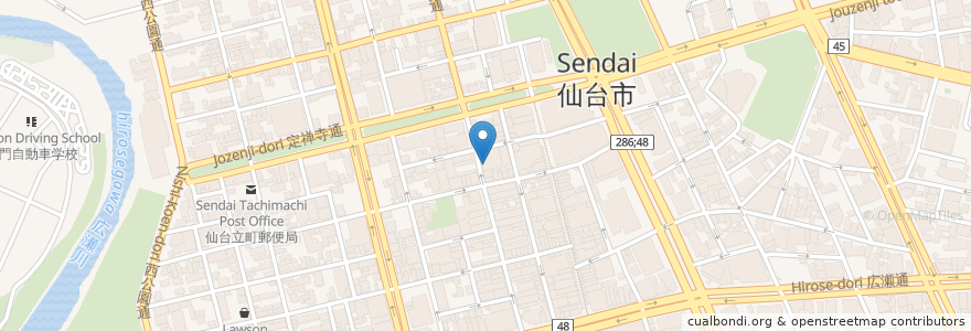 Mapa de ubicacion de 焼助 国分町店 en Japan, Präfektur Miyagi, 仙台市, 青葉区.
