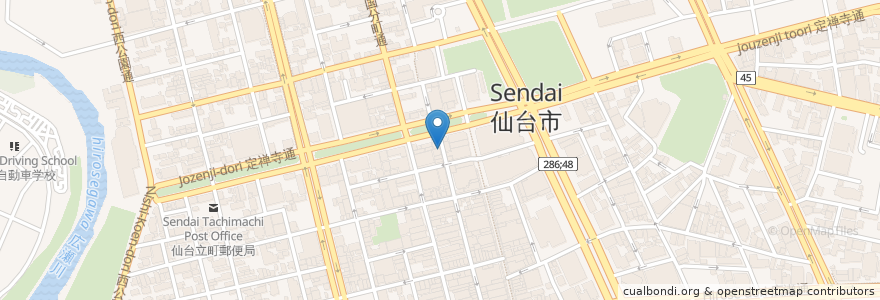Mapa de ubicacion de 与五郎寿司 en 日本, 宫城县, 仙台市, 青葉区.