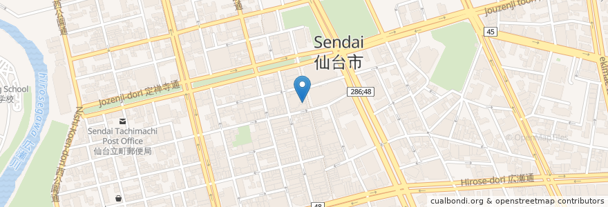 Mapa de ubicacion de おそばさん竹 en 日本, 宫城县, 仙台市, 青葉区.