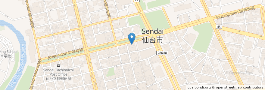 Mapa de ubicacion de 旅館的個室酒場 鍋屋兼臓 en Japan, Miyagi Prefecture, Sendai, Aoba Ward.