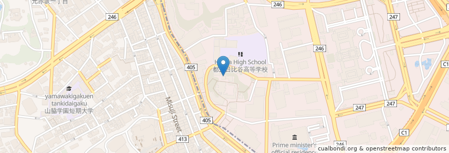 Mapa de ubicacion de 山王稲荷神社 en ژاپن, 東京都.