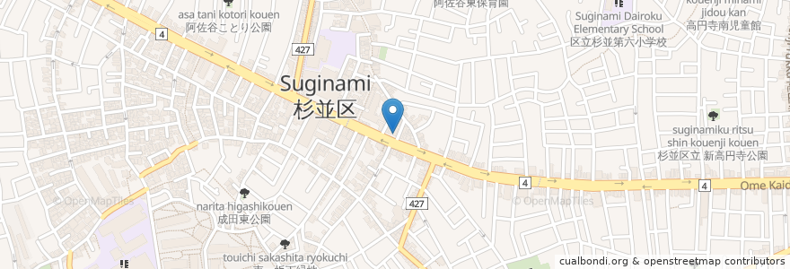 Mapa de ubicacion de 阿佐ヶ谷眼科 en Япония, Токио, Сугинами.