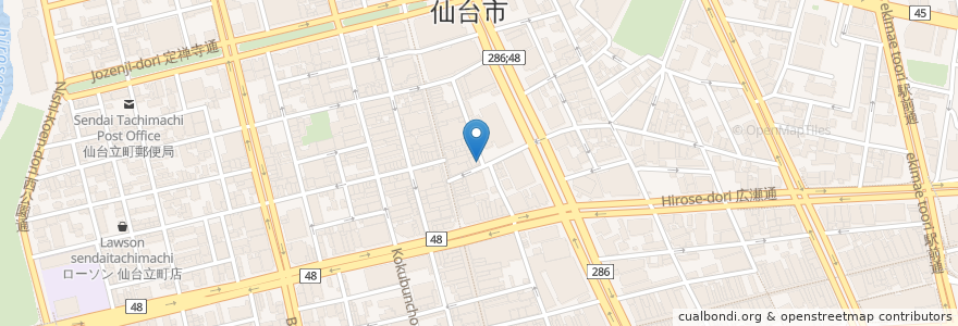 Mapa de ubicacion de 和酒和食 みつくら en 日本, 宮城県, 仙台市, 青葉区.