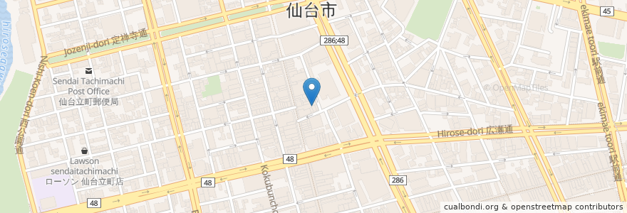 Mapa de ubicacion de グラスワインと折衷料理 土龍 en Japonya, 宮城県, 仙台市, 青葉区.