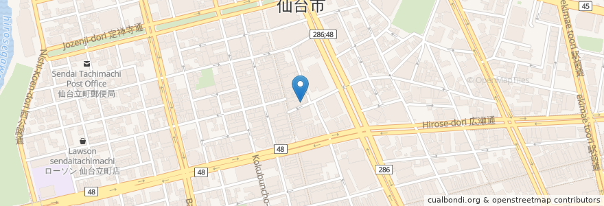 Mapa de ubicacion de 河童亭 en ژاپن, 宮城県, 仙台市, 青葉区.